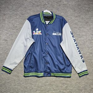 Seattle Seahawks Superbowl LX 60 Snap Front Jacket Unbranded Light Weight Sz XL